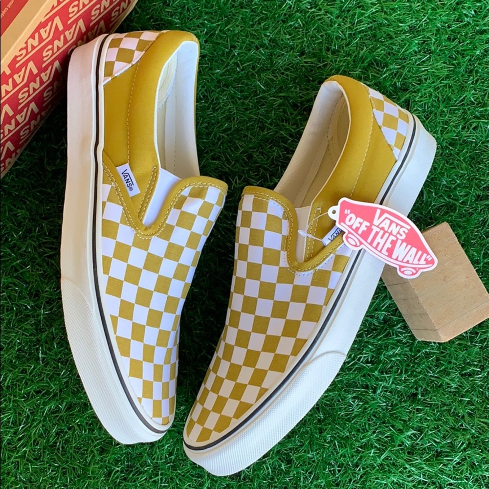 VANS CLASSIC SLIP ON CHECKERBOARD OLIVE OIL MEN’S - Picture 15 of 16